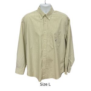 Nautica Men’s Check Button Down Shirt L Cotton